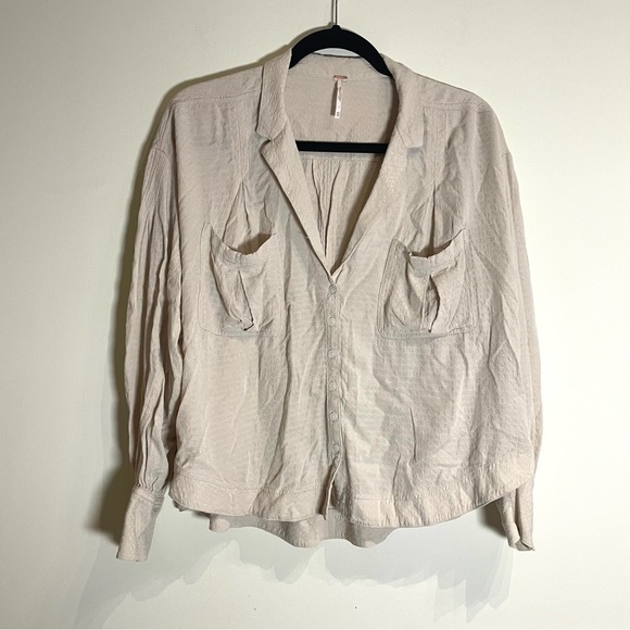 Free People Erin Buttondown in Tea/Cream size XS - Picture 7 of 12